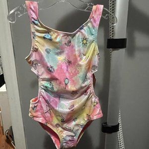 DISNEY GIRLS CUT OUT SWIMSUIT SHINY & SHIMMERY! SZ 5/6 UPF 50+